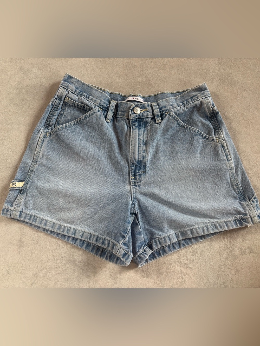 Vintage Tommy Hilfiger High Rise Light Wash Denim Shorts 90s Y2K